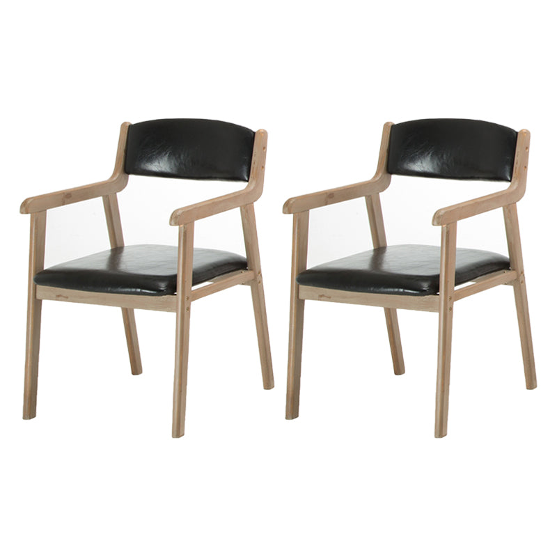 Contemporary Dining Chair 18'' Wide Open Arm Chair with 4 Wood Legs for Home Use