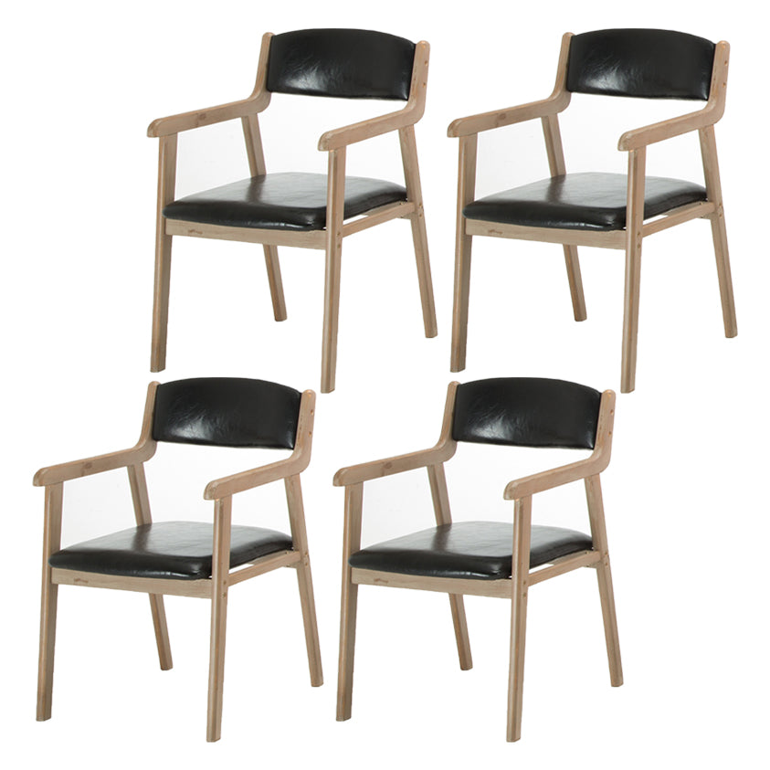Contemporary Dining Chair 18'' Wide Open Arm Chair with 4 Wood Legs for Home Use
