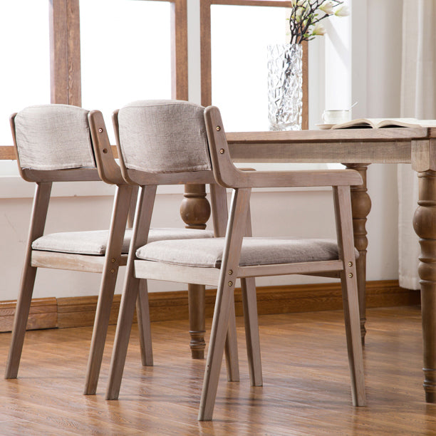 Contemporary Dining Chair 18'' Wide Open Arm Chair with 4 Wood Legs for Home Use