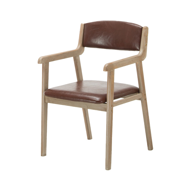 Contemporary Dining Chair 18'' Wide Open Arm Chair with 4 Wood Legs for Home Use