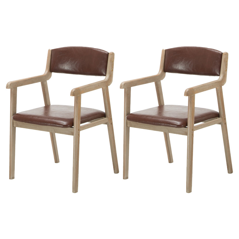 Contemporary Dining Chair 18'' Wide Open Arm Chair with 4 Wood Legs for Home Use