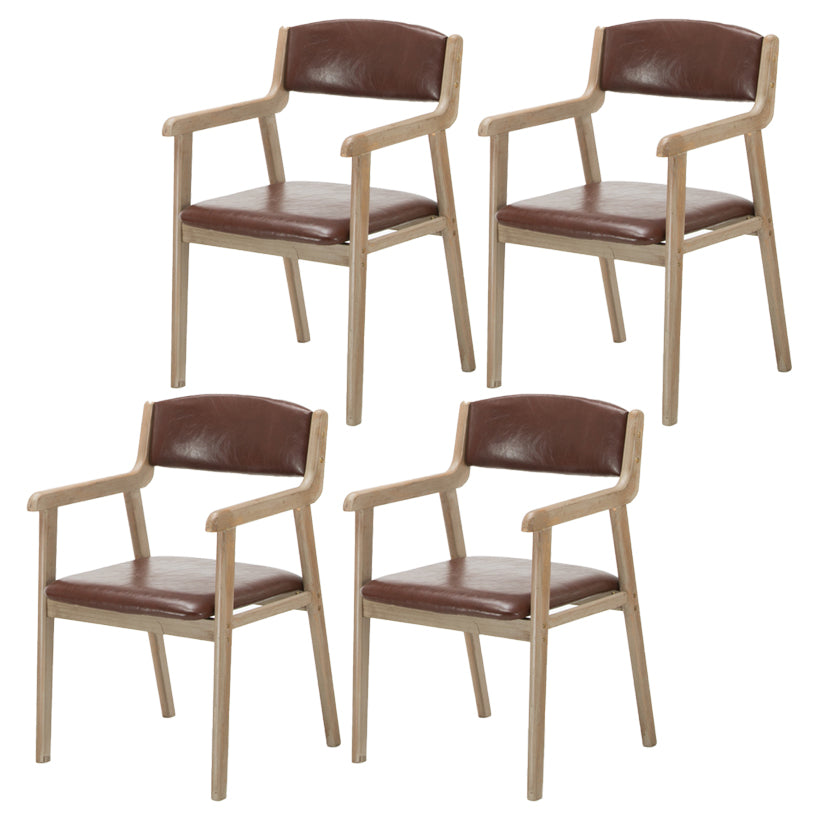 Contemporary Dining Chair 18'' Wide Open Arm Chair with 4 Wood Legs for Home Use