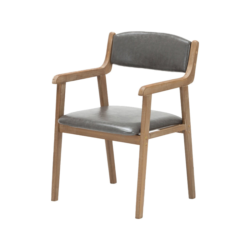 Contemporary Dining Chair 18'' Wide Open Arm Chair with 4 Wood Legs for Home Use