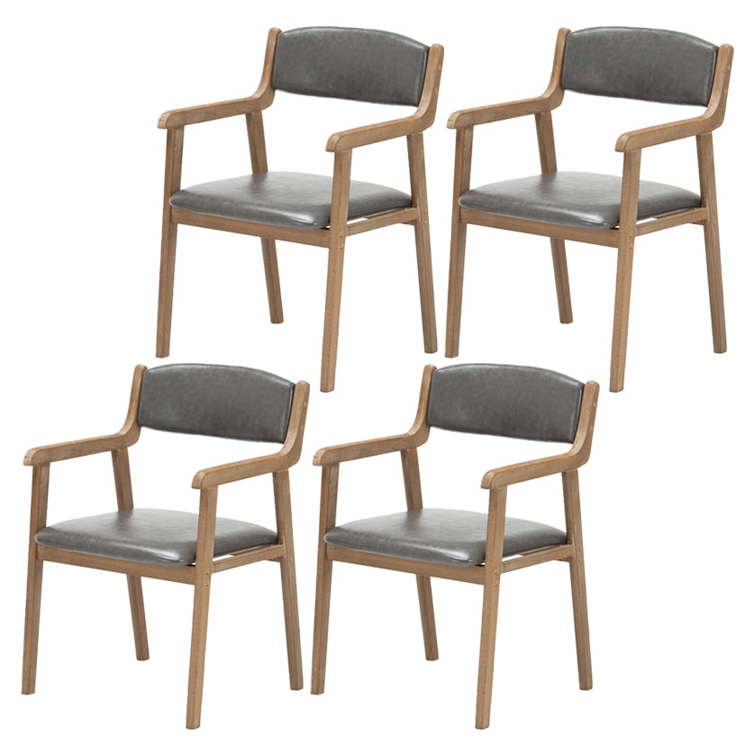 Contemporary Dining Chair 18'' Wide Open Arm Chair with 4 Wood Legs for Home Use