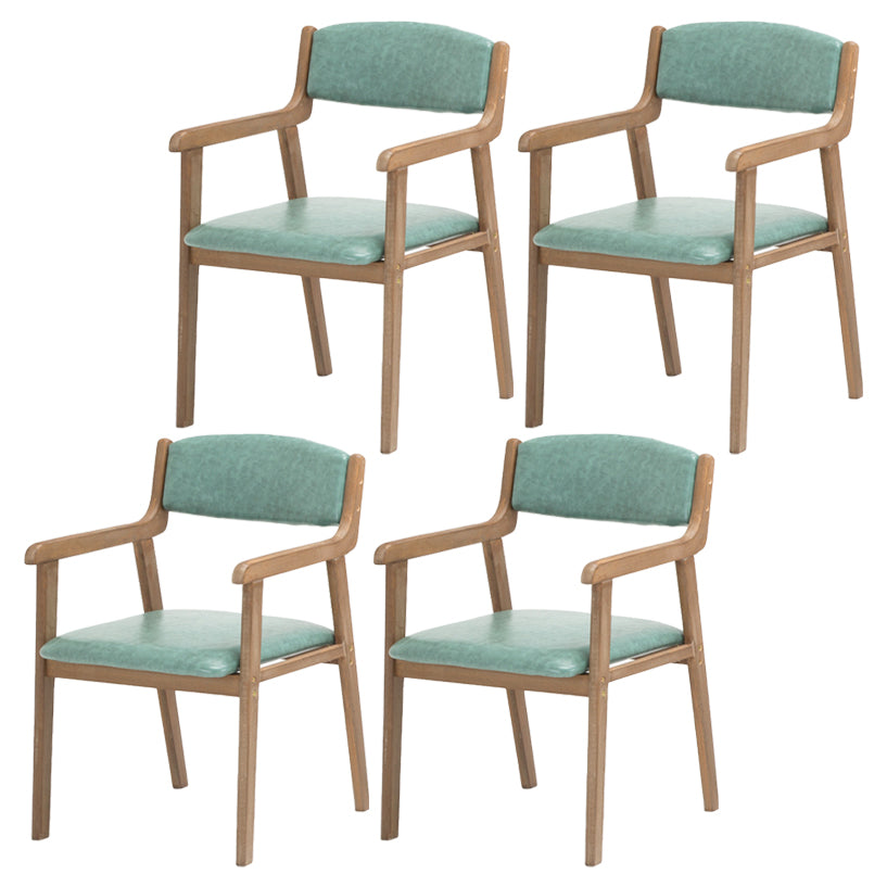Contemporary Dining Chair 18'' Wide Open Arm Chair with 4 Wood Legs for Home Use