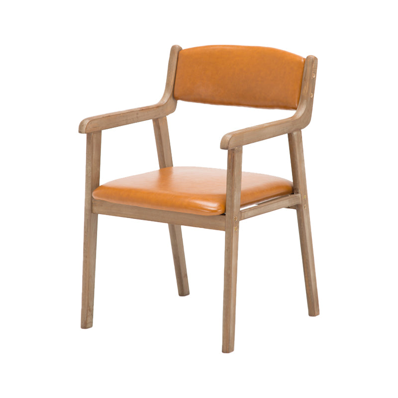 Contemporary Dining Chair 18'' Wide Open Arm Chair with 4 Wood Legs for Home Use