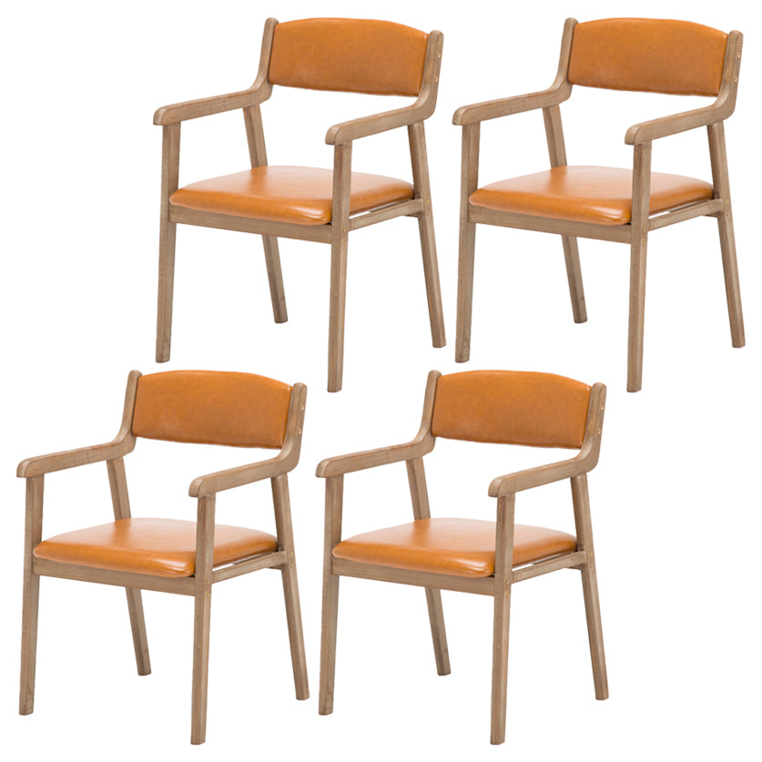 Contemporary Dining Chair 18'' Wide Open Arm Chair with 4 Wood Legs for Home Use