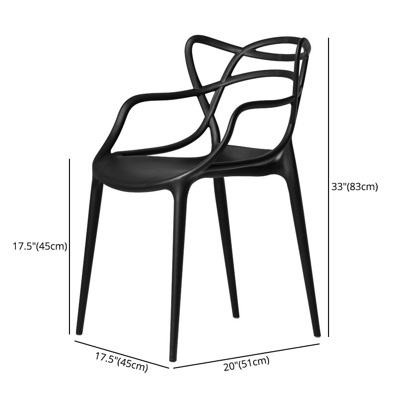 Chaise latérale de salle à manger à dossier ouvert en plastique nordique 33" H dinant la chaise pour le restaurant