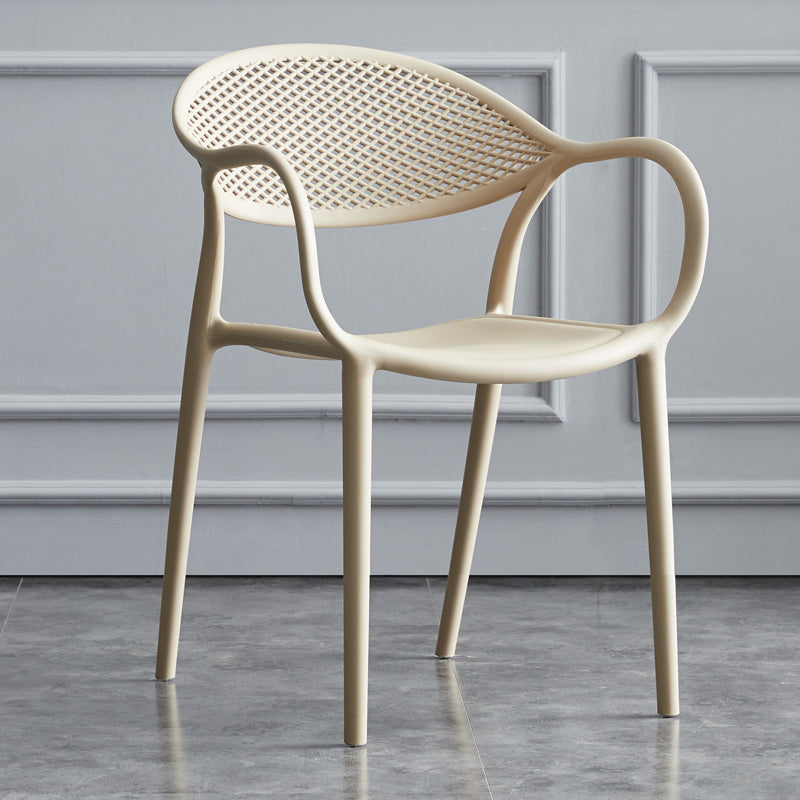 Chaise de fauteuil en plastique contemporain Open Danding Dining Dining Side Claid for Kitchen