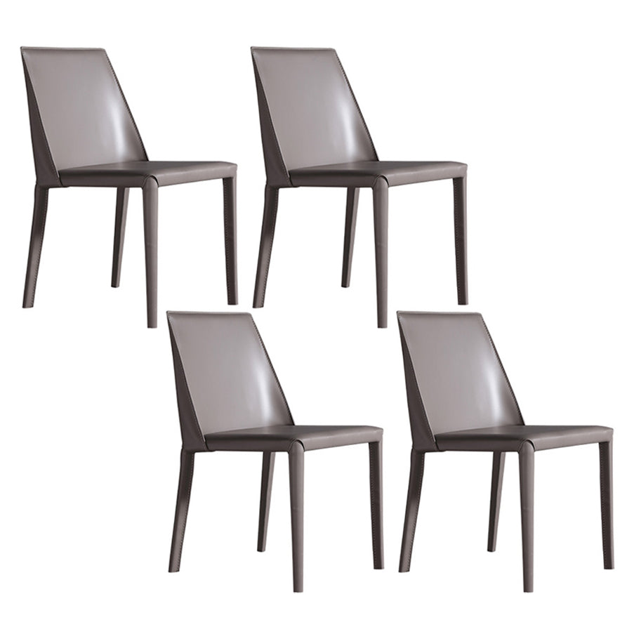 Chaise latérale d'hôtel de style moderne en cuir de selle, finition mate, chaise de salle à manger Parsons