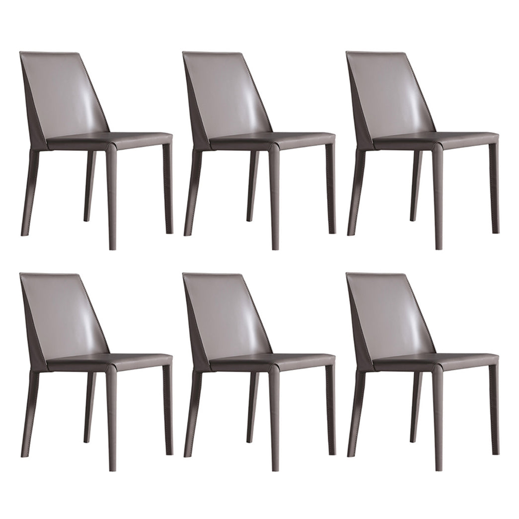 Chaise latérale d'hôtel de style moderne en cuir de selle, finition mate, chaise de salle à manger Parsons