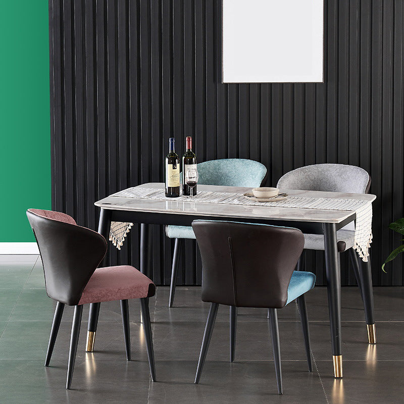Indoor Wingback Armless Dining Chairs Upholstered Side Chair with Metal Legs
