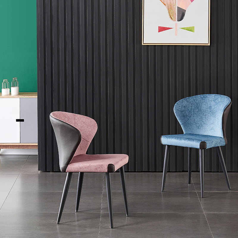 Indoor Wingback Armless Dining Chairs Upholstered Side Chair with Metal Legs