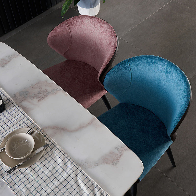 Indoor Wingback Armless Dining Chairs Upholstered Side Chair with Metal Legs