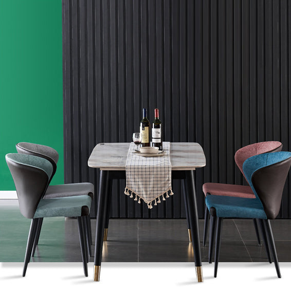 Indoor Wingback Armless Dining Chairs Upholstered Side Chair with Metal Legs
