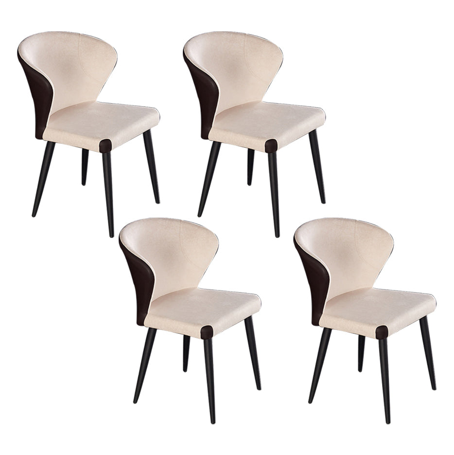 Indoor Wingback Armless Dining Chairs Upholstered Side Chair with Metal Legs