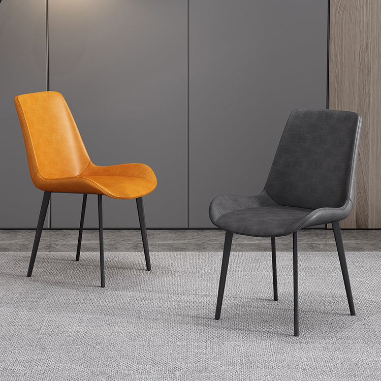 Modern Style Dining Side Chair Armless Chair for Kitchen with Steel Legs