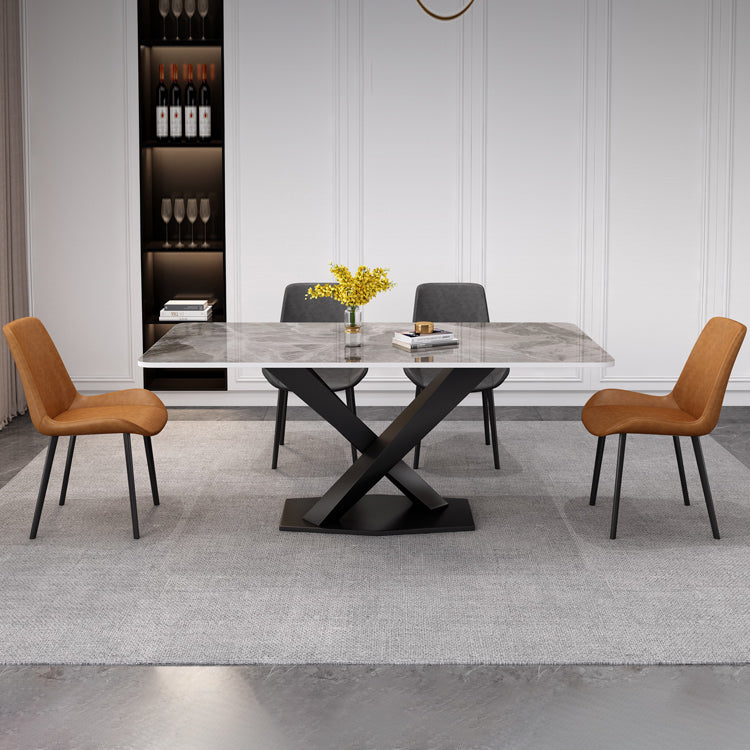 Modern Style Dining Side Chair Armless Chair for Kitchen with Steel Legs
