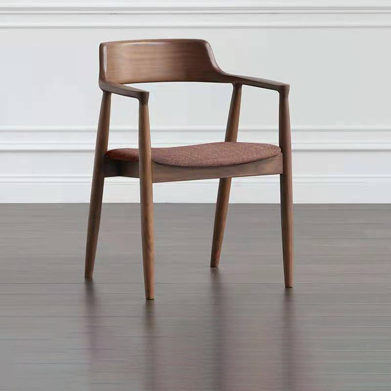 Chaise de salle à manger contemporaine avec accoudoirs ouverts de 20 po de large et 4 pieds en bois pour un usage domestique