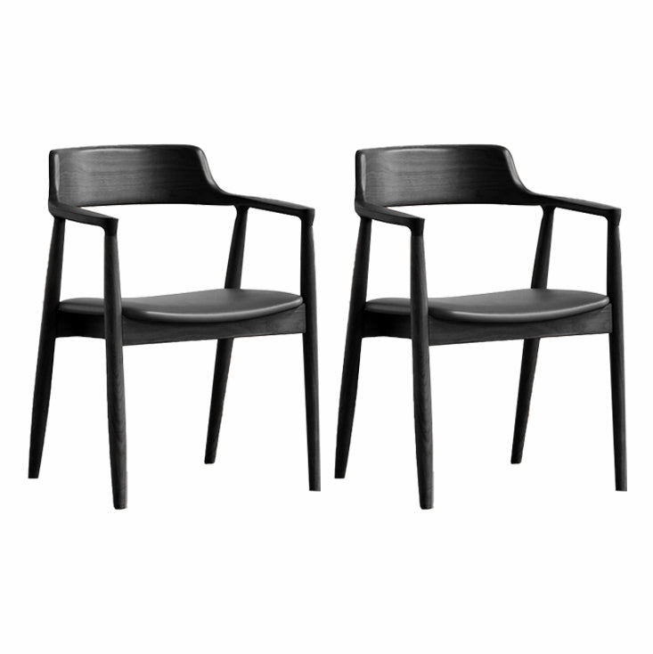 Chaise de salle à manger contemporaine avec accoudoirs ouverts de 20 po de large et 4 pieds en bois pour un usage domestique