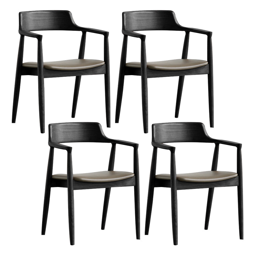 Chaise de salle à manger contemporaine avec accoudoirs ouverts de 20 po de large et 4 pieds en bois pour un usage domestique