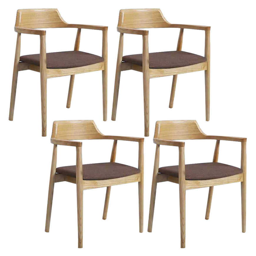 Chaise de salle à manger contemporaine avec accoudoirs ouverts de 20 po de large et 4 pieds en bois pour un usage domestique