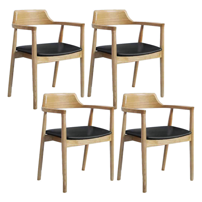 Chaise de salle à manger contemporaine avec accoudoirs ouverts de 20 po de large et 4 pieds en bois pour un usage domestique