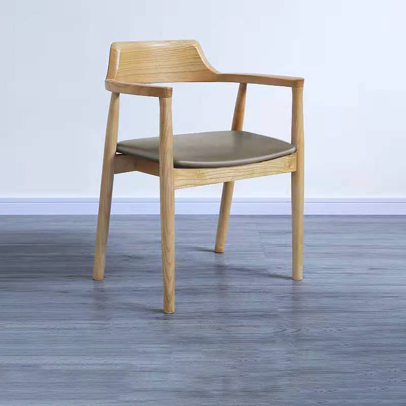 Chaise de salle à manger contemporaine avec accoudoirs ouverts de 20 po de large et 4 pieds en bois pour un usage domestique