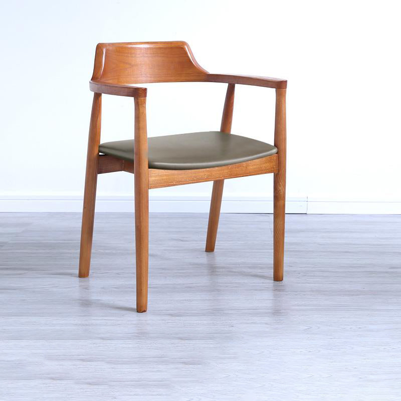 Chaise de salle à manger contemporaine avec accoudoirs ouverts de 20 po de large et 4 pieds en bois pour un usage domestique