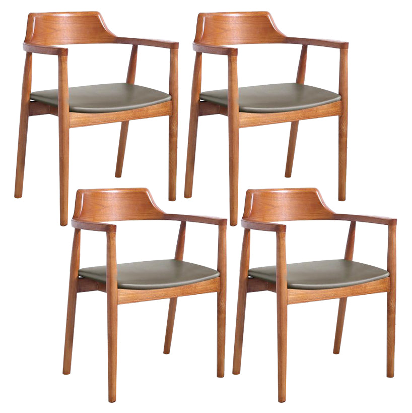 Chaise de salle à manger contemporaine avec accoudoirs ouverts de 20 po de large et 4 pieds en bois pour un usage domestique