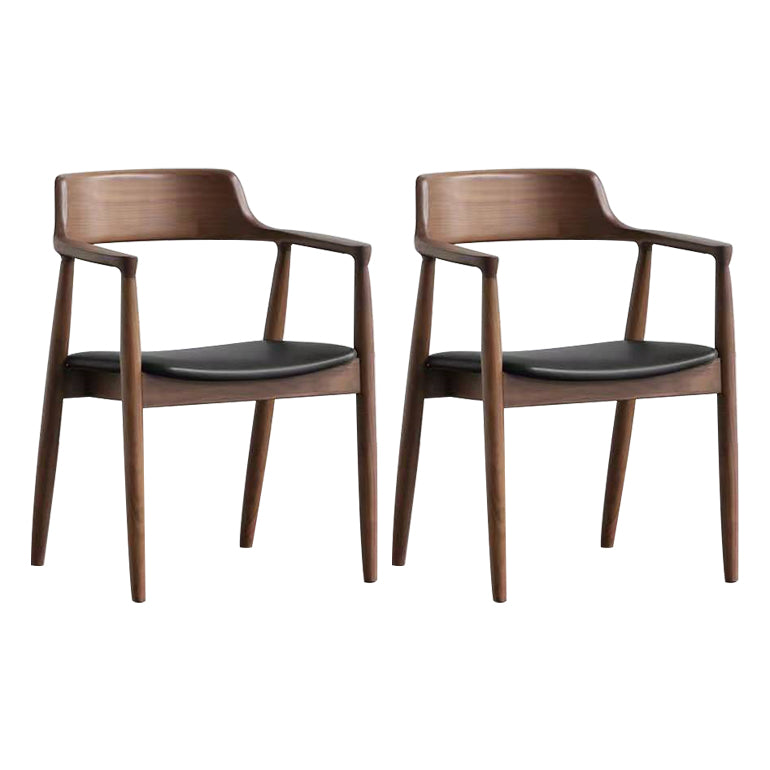 Chaise de salle à manger contemporaine avec accoudoirs ouverts de 20 po de large et 4 pieds en bois pour un usage domestique