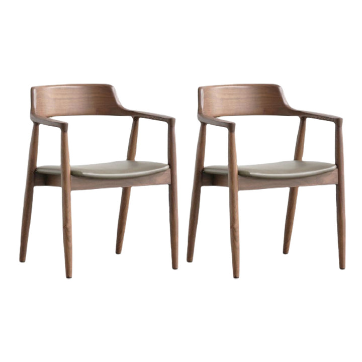 Chaise de salle à manger contemporaine avec accoudoirs ouverts de 20 po de large et 4 pieds en bois pour un usage domestique