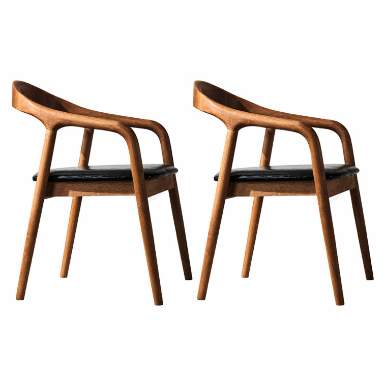 Contemporary Solid Wood Dining Room Chair Open Back Dining Side Chair with Armrest