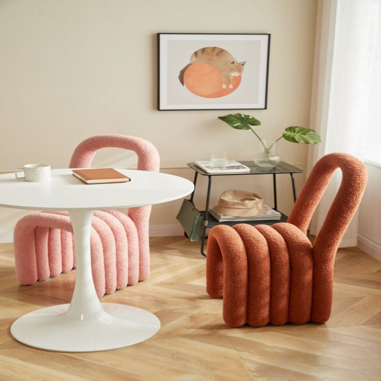Modern Style Living room Flannel Side Chair Colorful Open Back Dining Chair