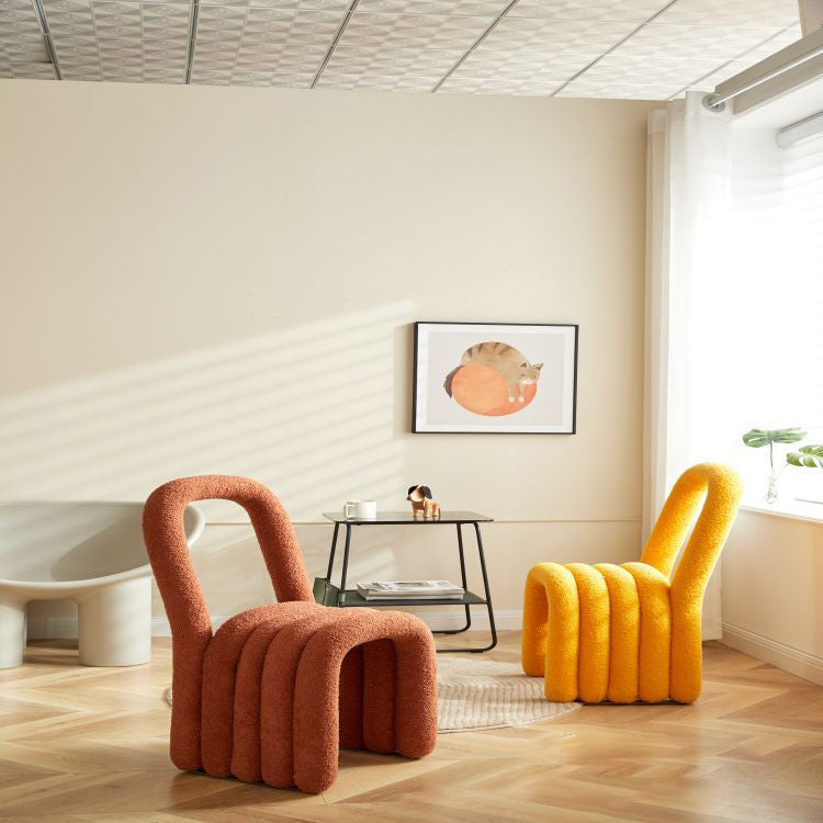 Modern Style Living room Flannel Side Chair Colorful Open Back Dining Chair
