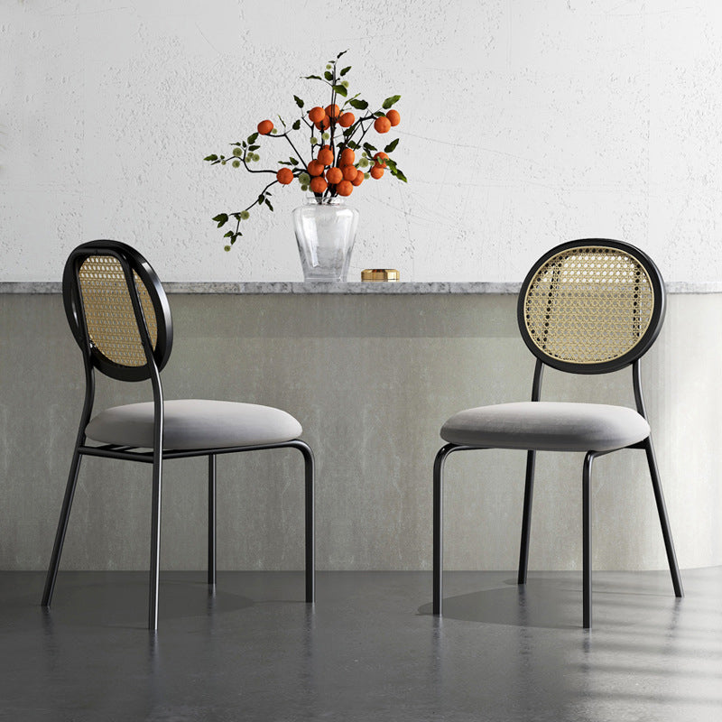 Contemporary Style Metal Chair Set Open Back Dining Room Kitchen Chairs
