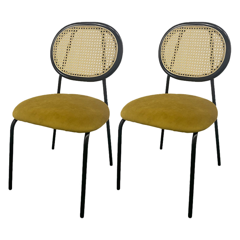 Contemporary Style Metal Chair Set Open Back Dining Room Kitchen Chairs