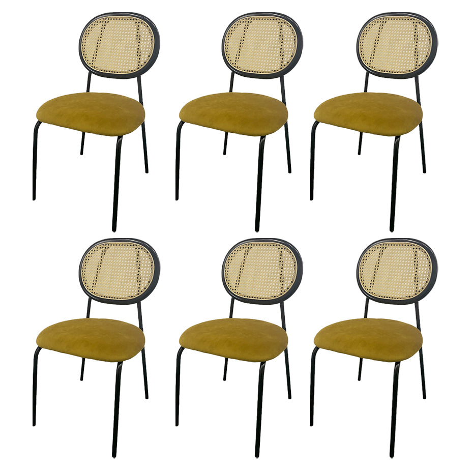 Contemporary Style Metal Chair Set Open Back Dining Room Kitchen Chairs
