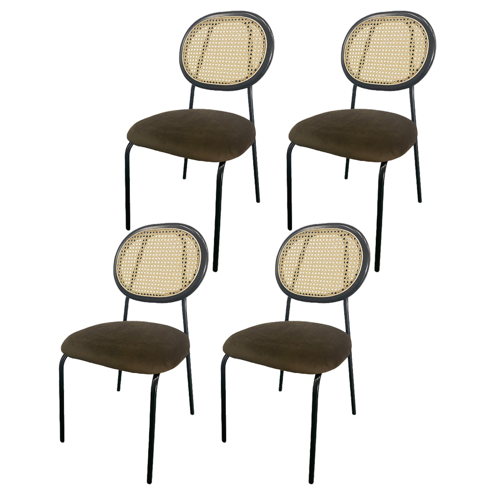 Contemporary Style Metal Chair Set Open Back Dining Room Kitchen Chairs