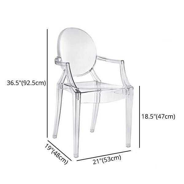 Chaise d'intérieur contemporaine en plastique à dossier ouvert, chaise de salle à manger de 21 pouces de large
