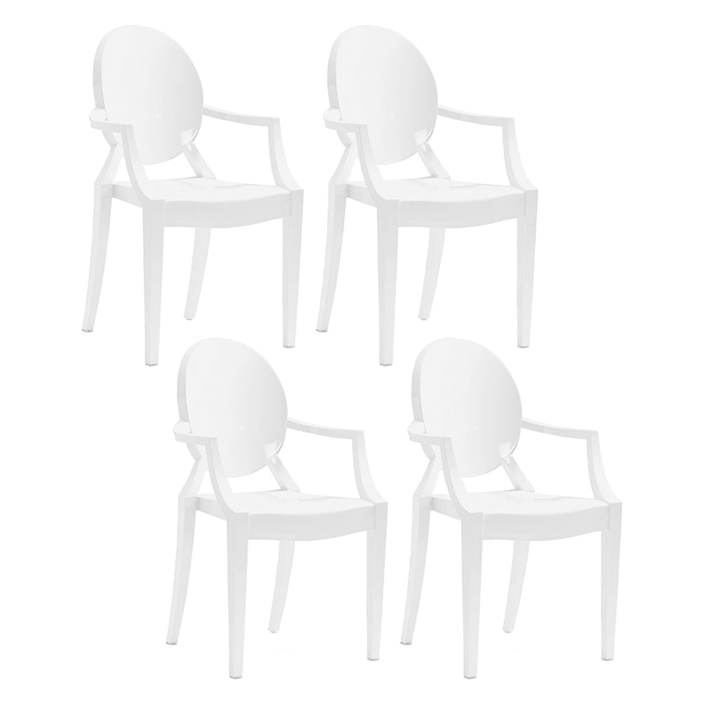 Chaise d'intérieur contemporaine en plastique à dossier ouvert, chaise de salle à manger de 21 pouces de large