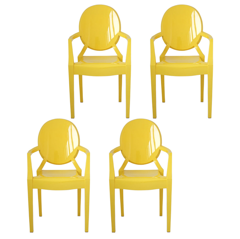 Chaise d'intérieur contemporaine en plastique à dossier ouvert, chaise de salle à manger de 21 pouces de large
