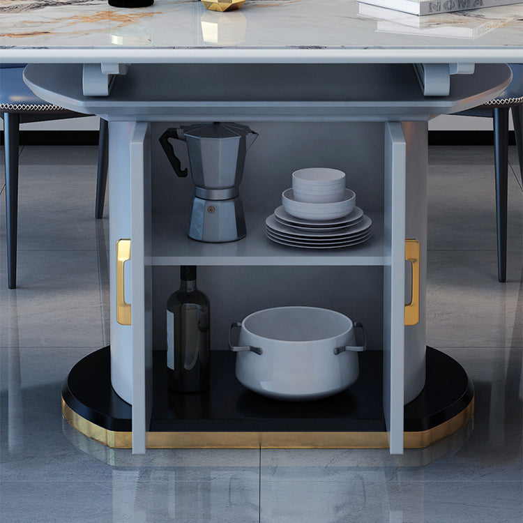 Modern Sintered Stone Dining Room Set with Round Table Space-Saving Design Dining Table Furniture