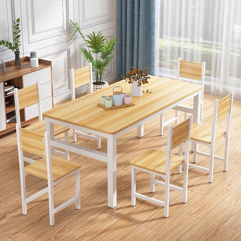 Modern Kitchen Dining Room Set with Wood Top and Double Pedestal Base Furniture for Home Use