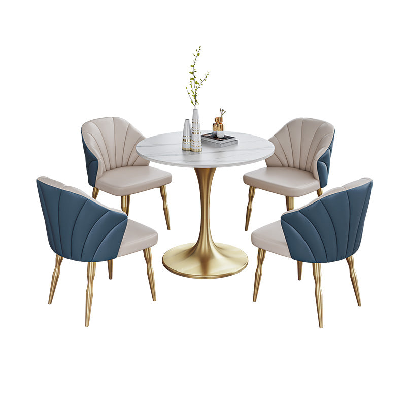 Scandinavian Kitchen Dining Room Set with Sintered Stone Top and Metal Base Dining Set