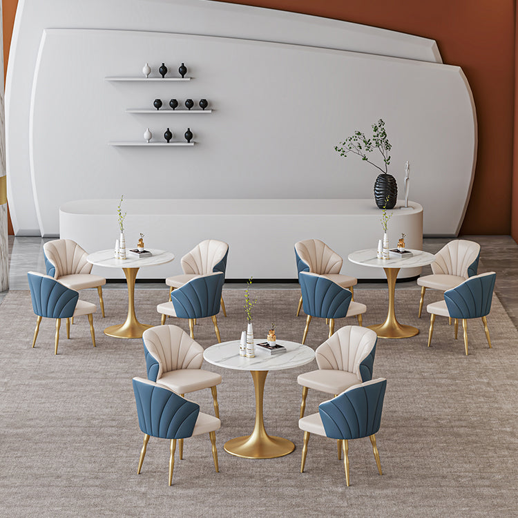 Scandinavian Kitchen Dining Room Set with Sintered Stone Top and Metal Base Dining Set