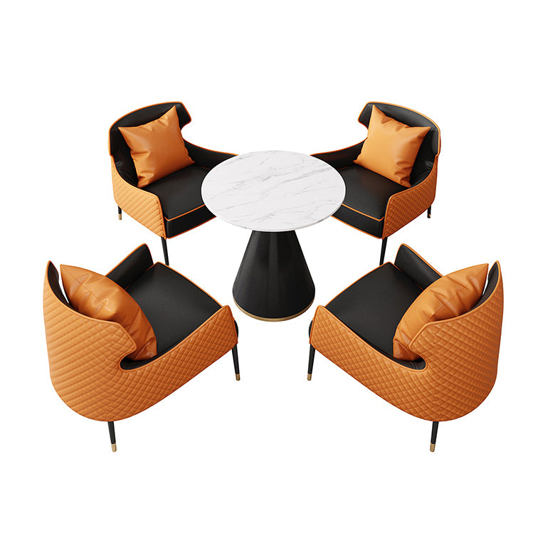 Contemporary Kitchen Dining Room Set with Round Sintered Stone Top Formal Dining Table Furniture