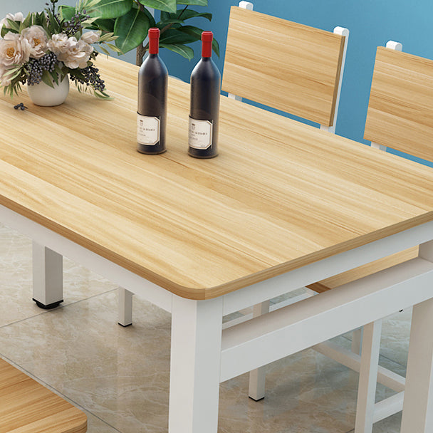Minimalist Wooden Dining Room Set with White Base Formal Dining Table Furniture