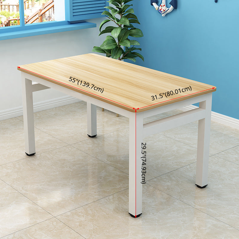 Minimalist Wooden Dining Room Set with White Base Formal Dining Table Furniture