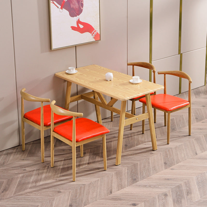 Modern Wooden Dining Room Set with Rectangle Top and Trestle Base Furniture